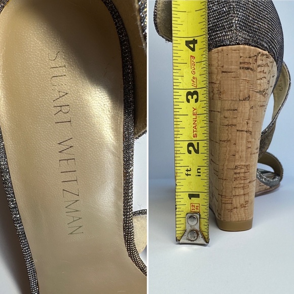 Stuart Weitzman Lineone Pyrite Nocturn Wedge Sandal Dark Silver Glitter Sparkle - Picture 16 of 16